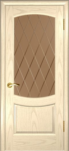 Межкомнатная шпонированная дверь Luxor Лаура 2 Дуб слоновая кость остекленная — фото 1